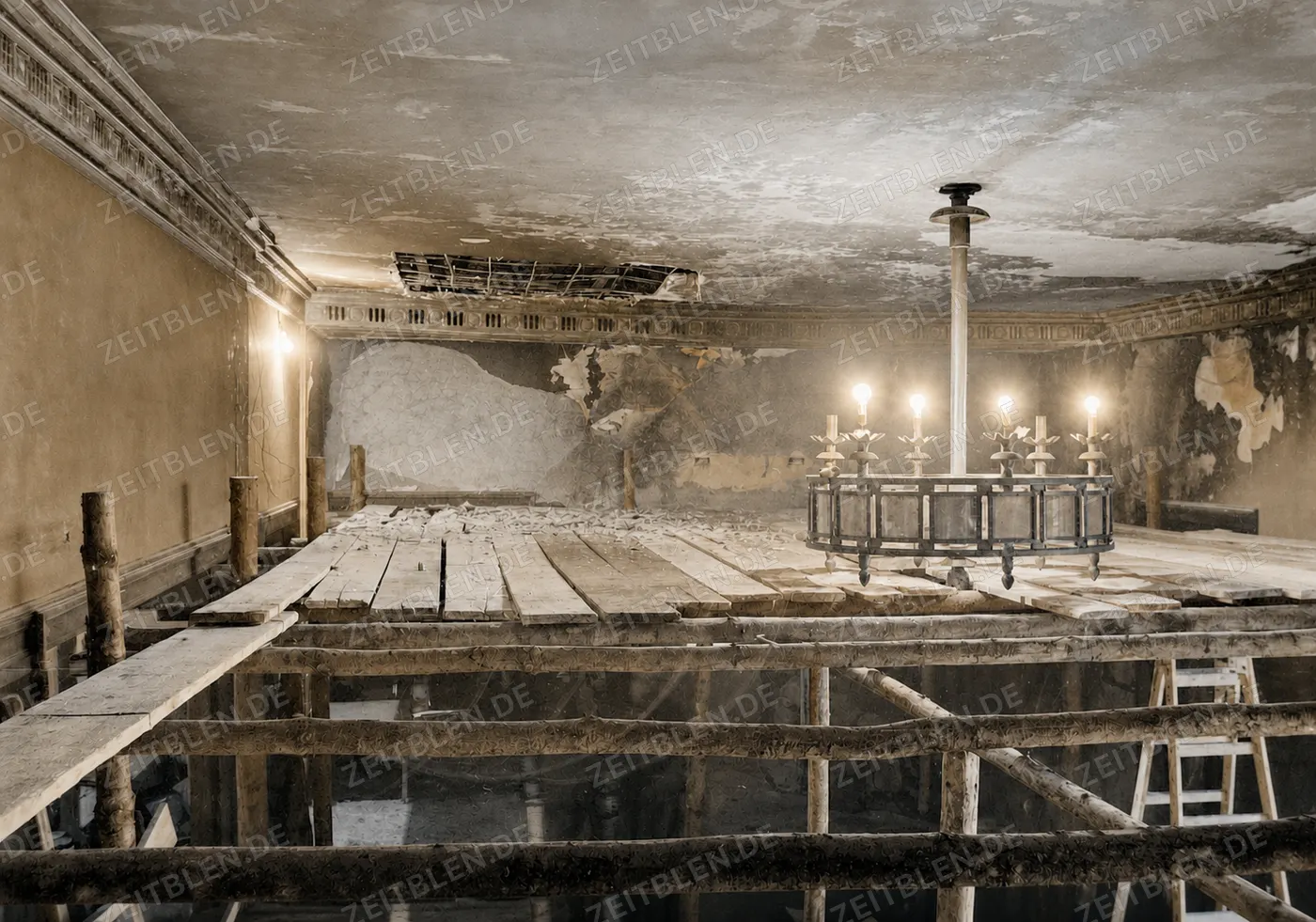Beschädigter Saal im Münchner Künstlerhaus