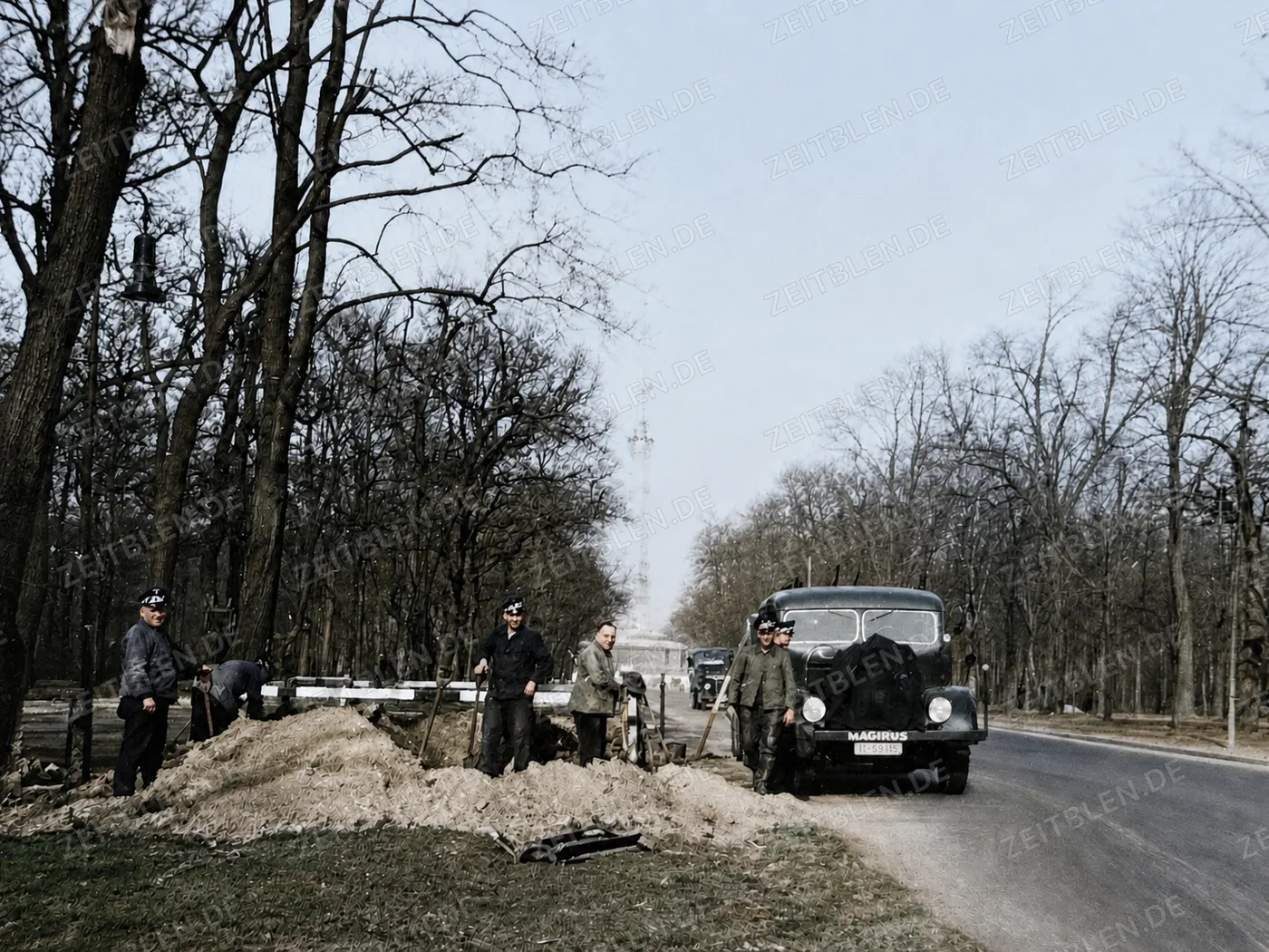 Straßenbauarbeiten in Berlin, März 1937