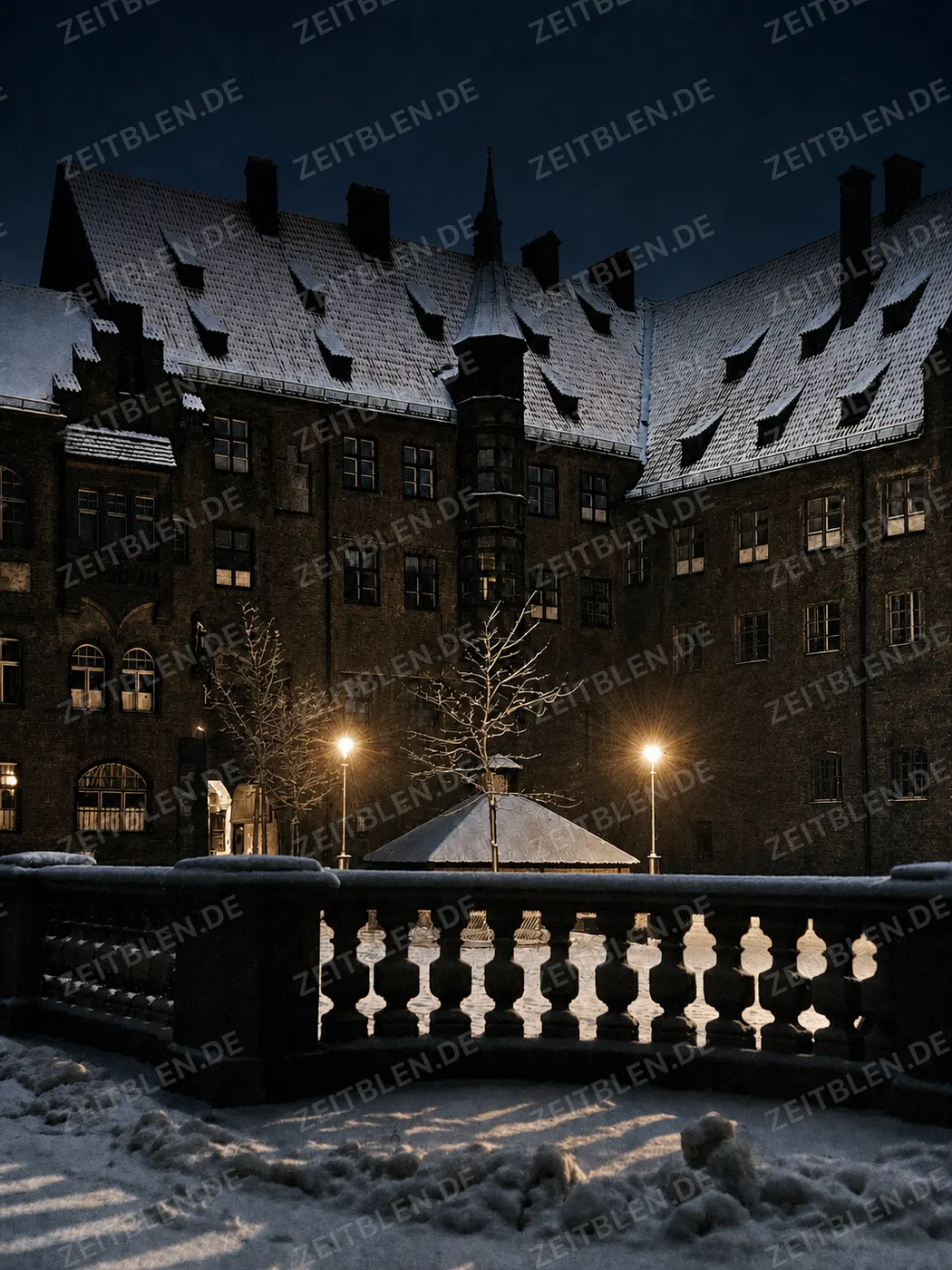 Winternacht im Alten Hof in München, vermutlich 1937