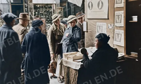 Beratung am Fußpflege-Verkaufsstand, München 1937