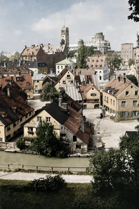 Dachlandschaft der Au mit Deutschem Museum, 1937