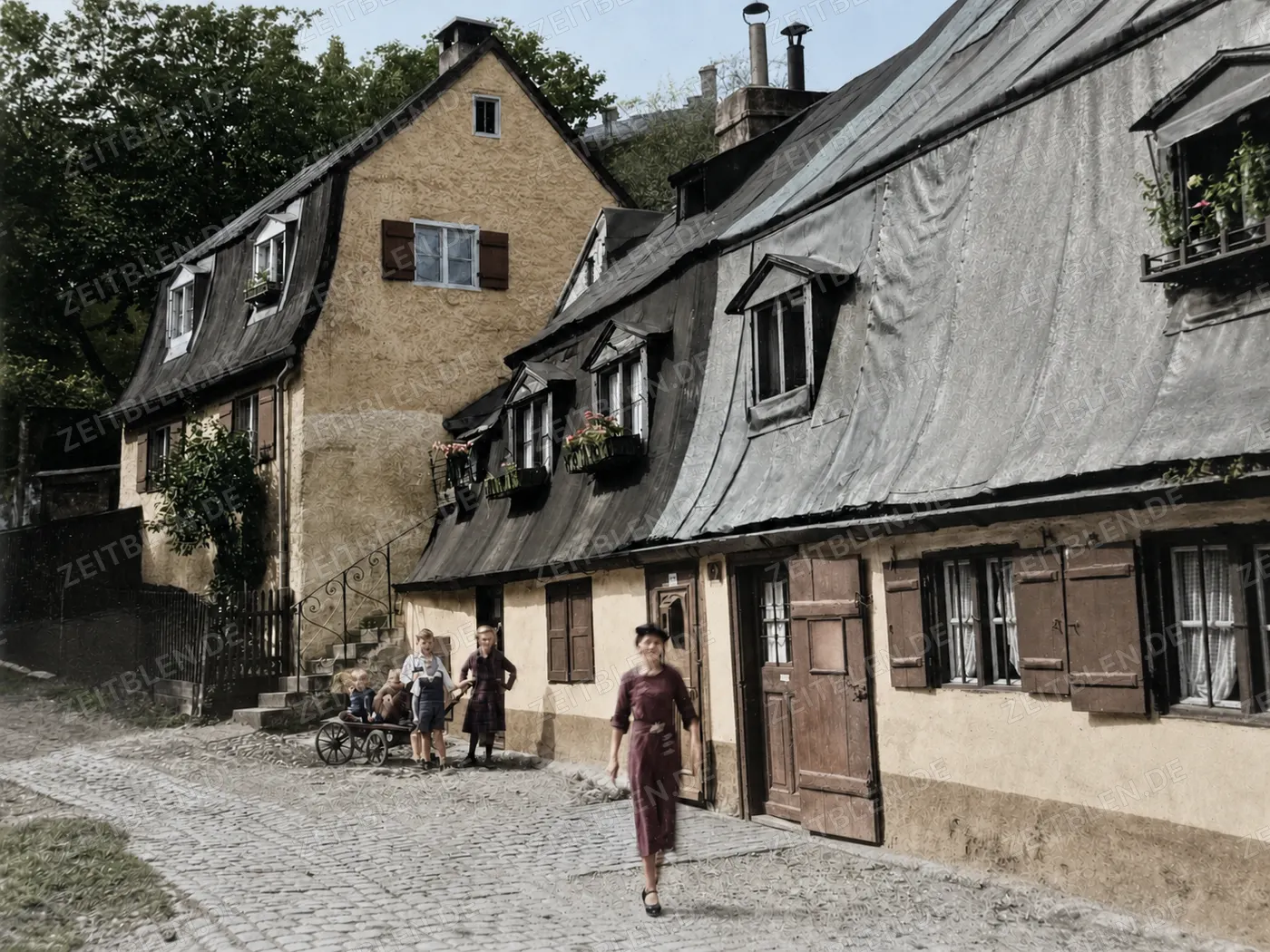 Frauen und Kinder an der Äußeren Wiener Straße, 1937