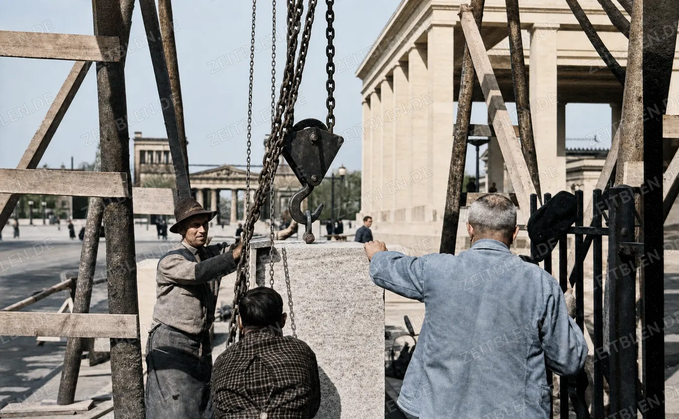 Bauarbeiten im NSDAP-Parteiviertel am Königsplatz, 1935