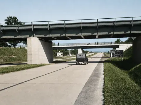 Wegweiser an der Reichsautobahn bei Rosenheim