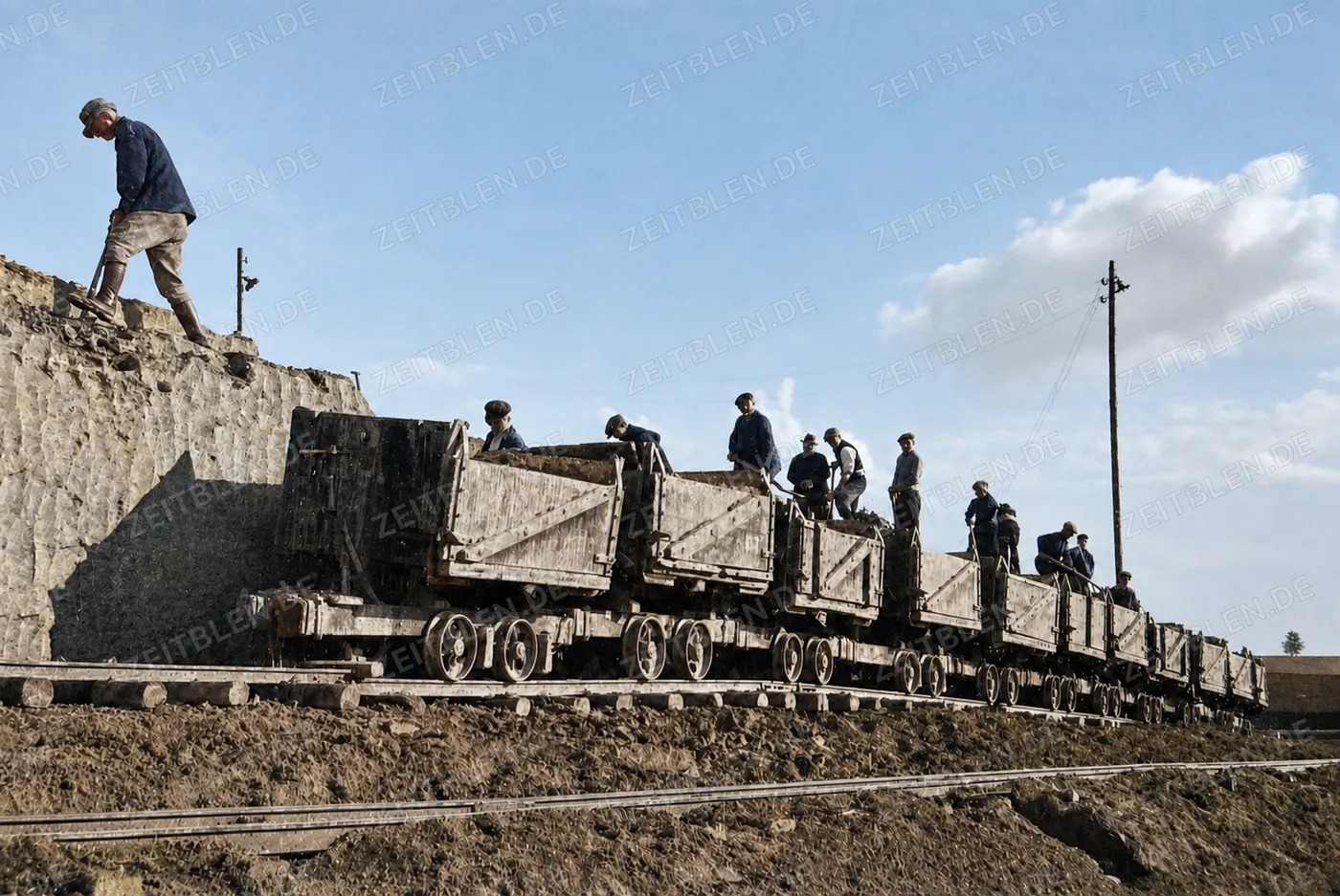 Kipploren auf einer Reichsautobahn-Baustelle