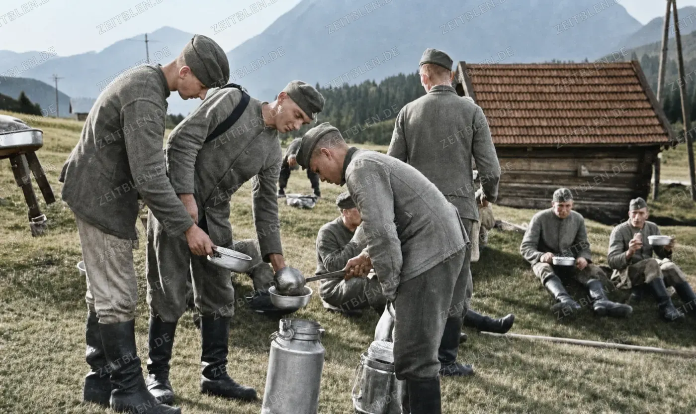 Mittagspause beim Reichsarbeitsdienst nahe Mittenwald