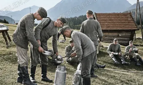 Mittagspause beim Reichsarbeitsdienst nahe Mittenwald