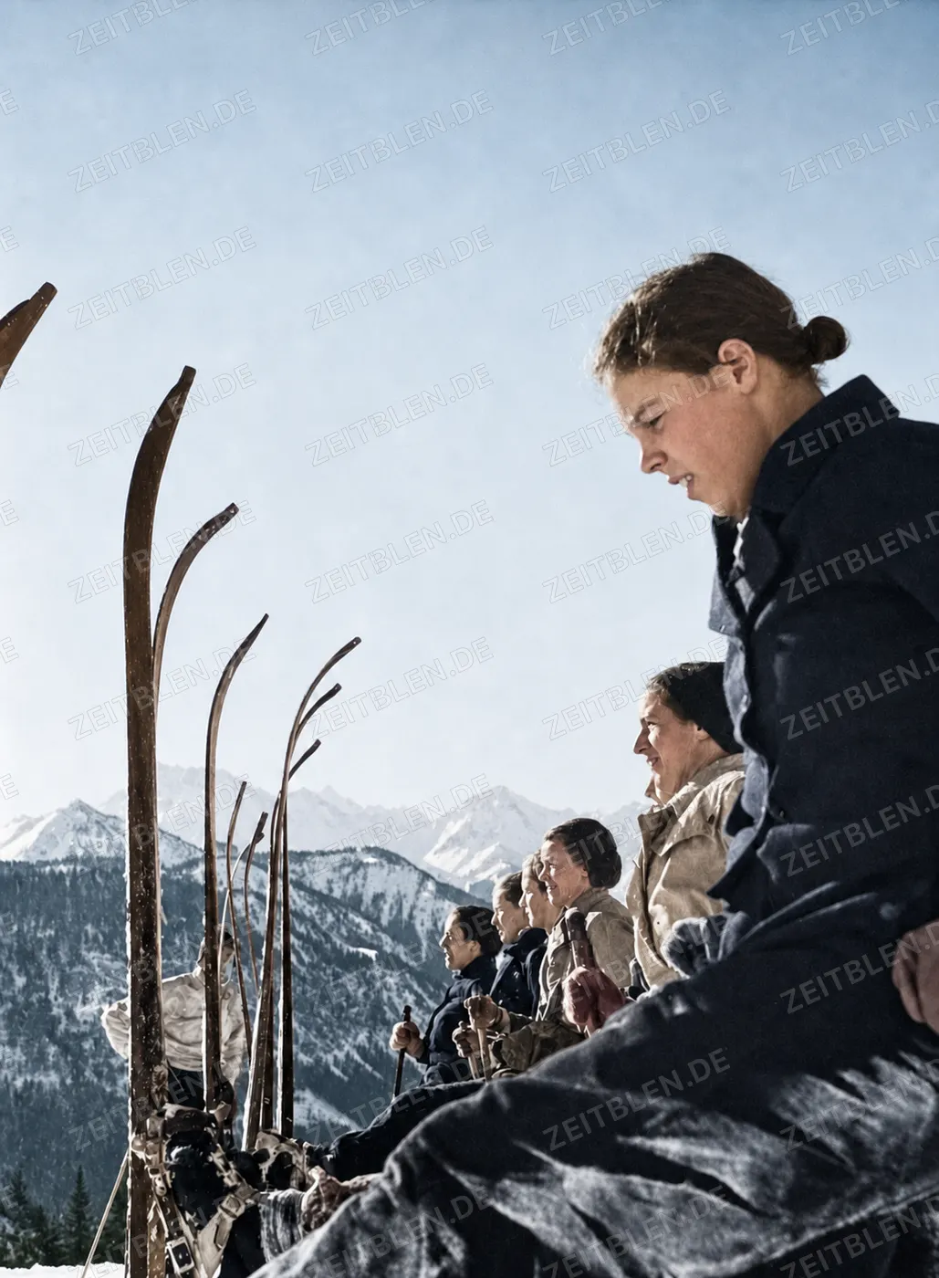 Aufwärmen vor der Skiabfahrt
