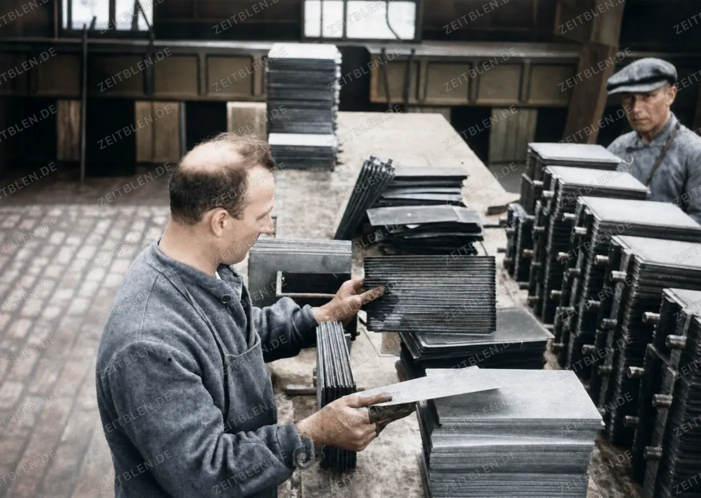 Zusammenstellen von Batterie-Plattensätzen bei der Reichspost