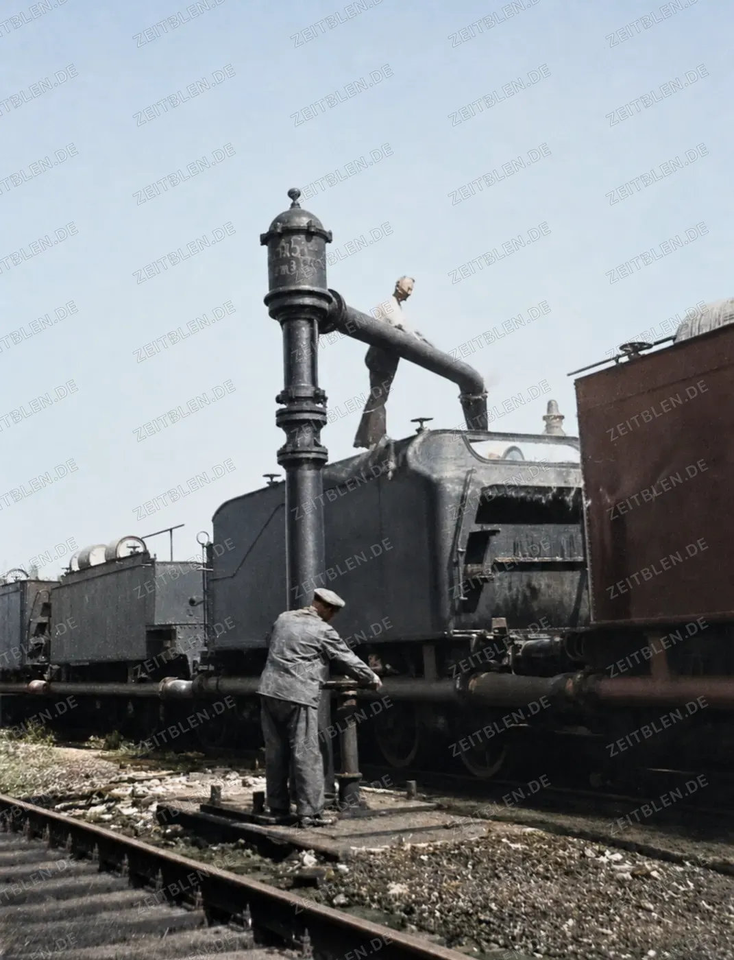 Wasseraufnahme des Reichsbahn-Giftsprengzugs