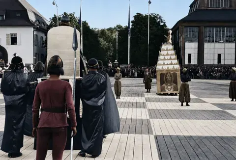 Figurenaufstellung beim „Lebenden Schach“