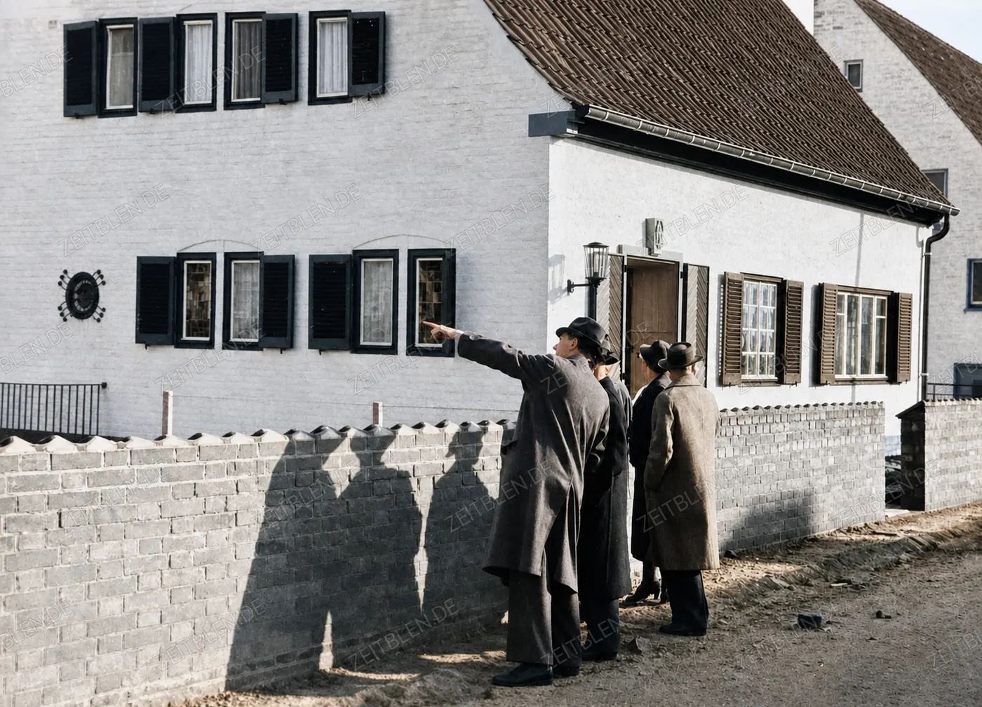 Besucher betrachten Häuser der „Schlageter-Siedlung“, Düsseldorf 1937