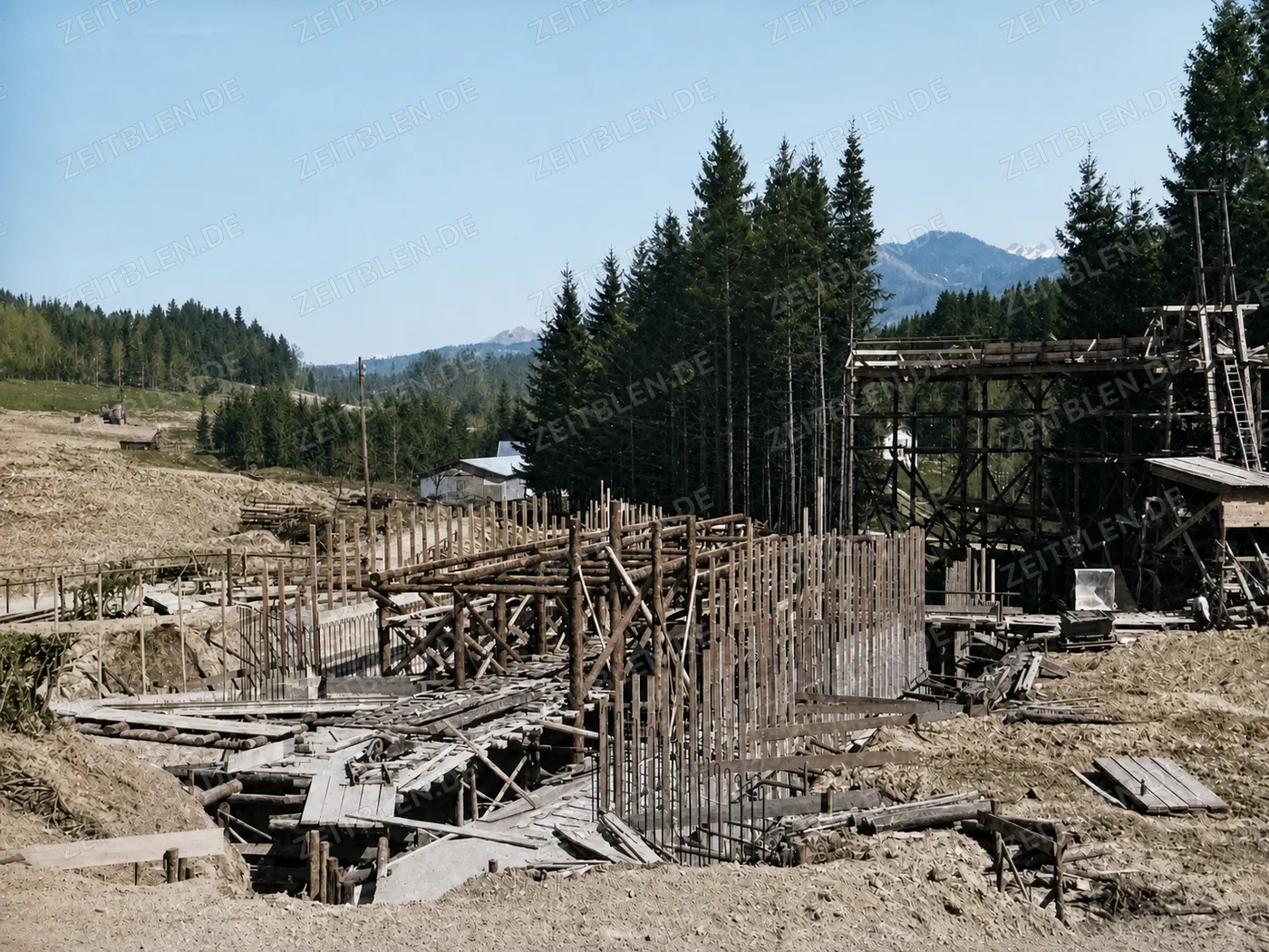 Brückenbaustelle der Reichsautobahn bei Frasdorf
