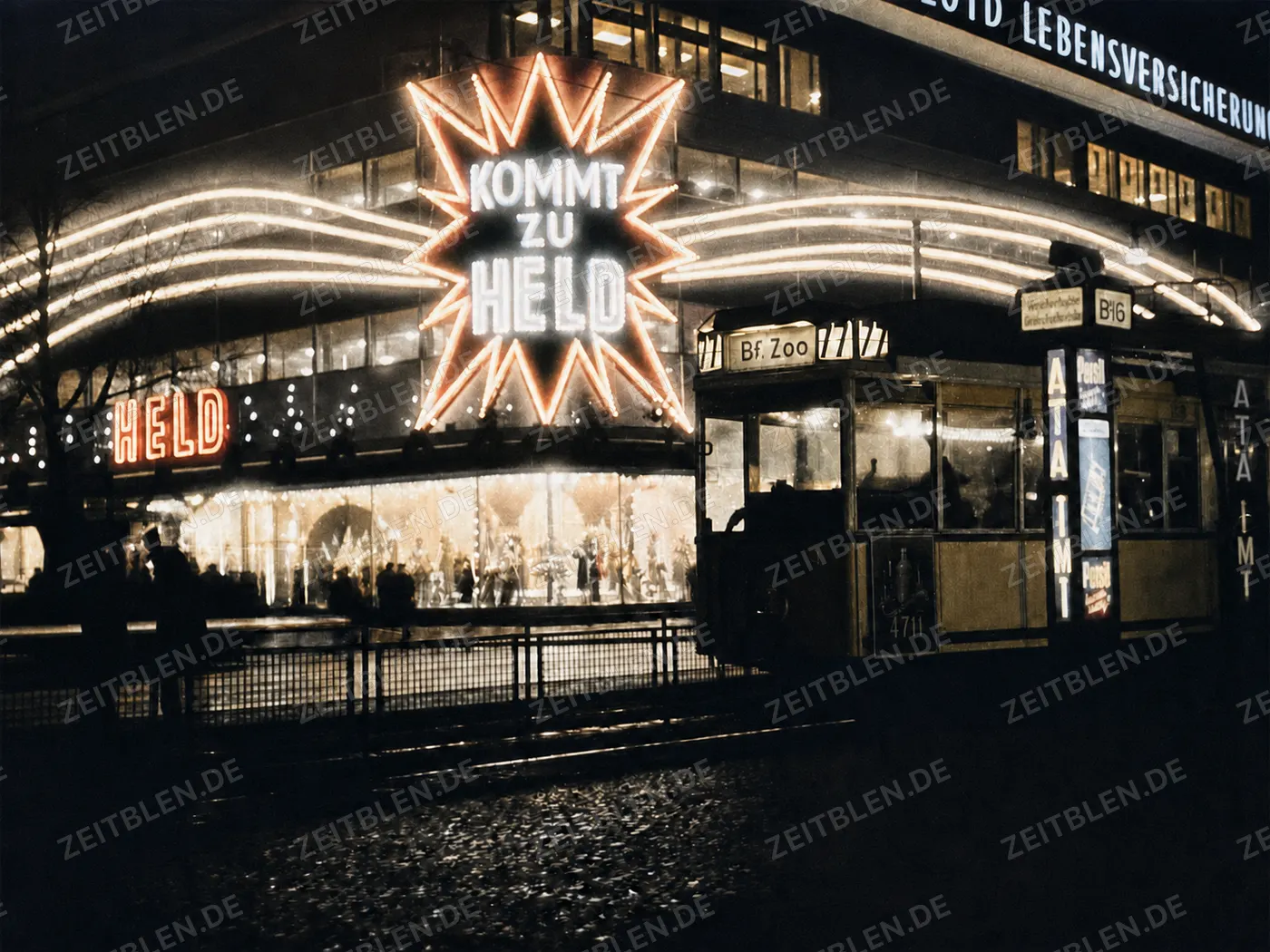Kaufhaus Held am Walther-Schreiber-Platz bei Nacht