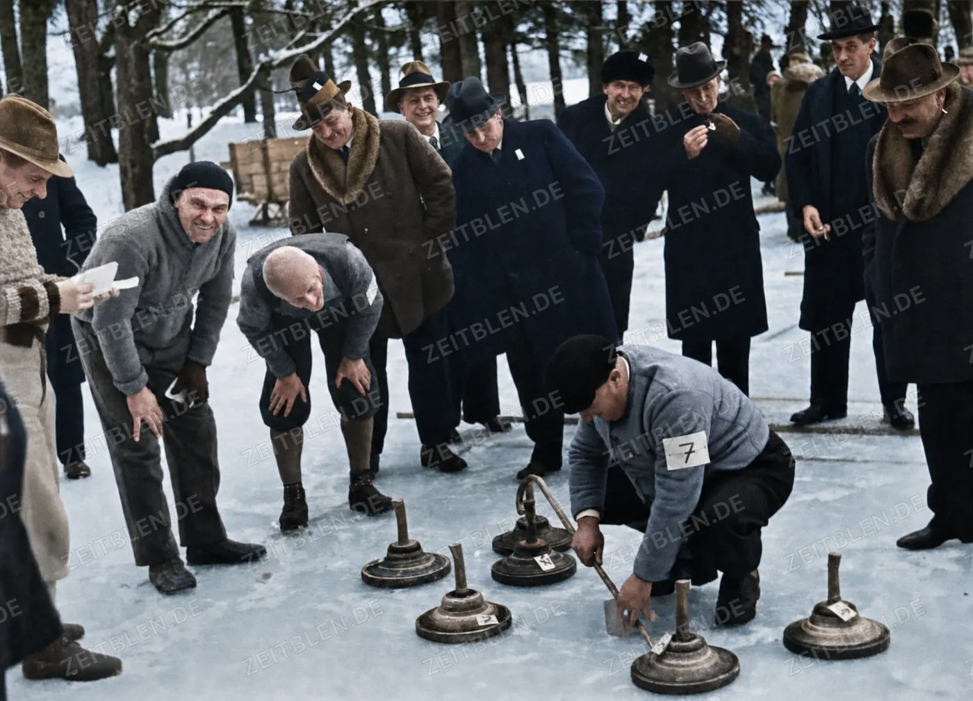 Eisstockschießen auf Natureis, 1936