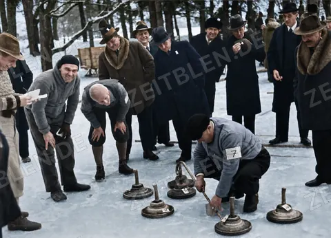 Eisstockschießen auf Natureis, 1936