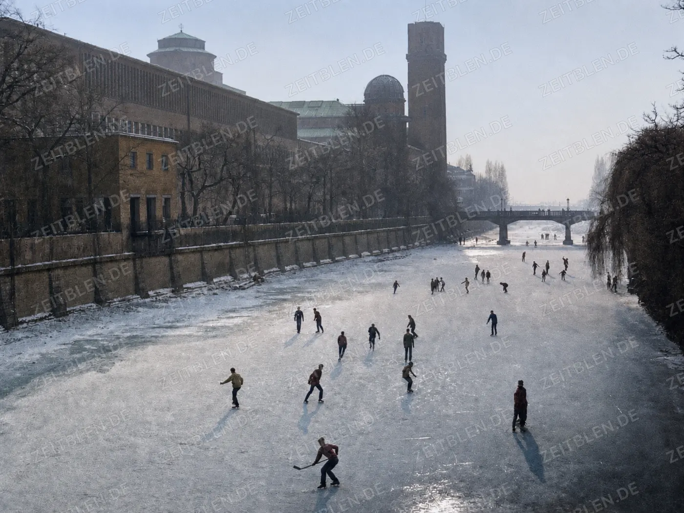 Eislaufen an der Münchner Museumsinsel