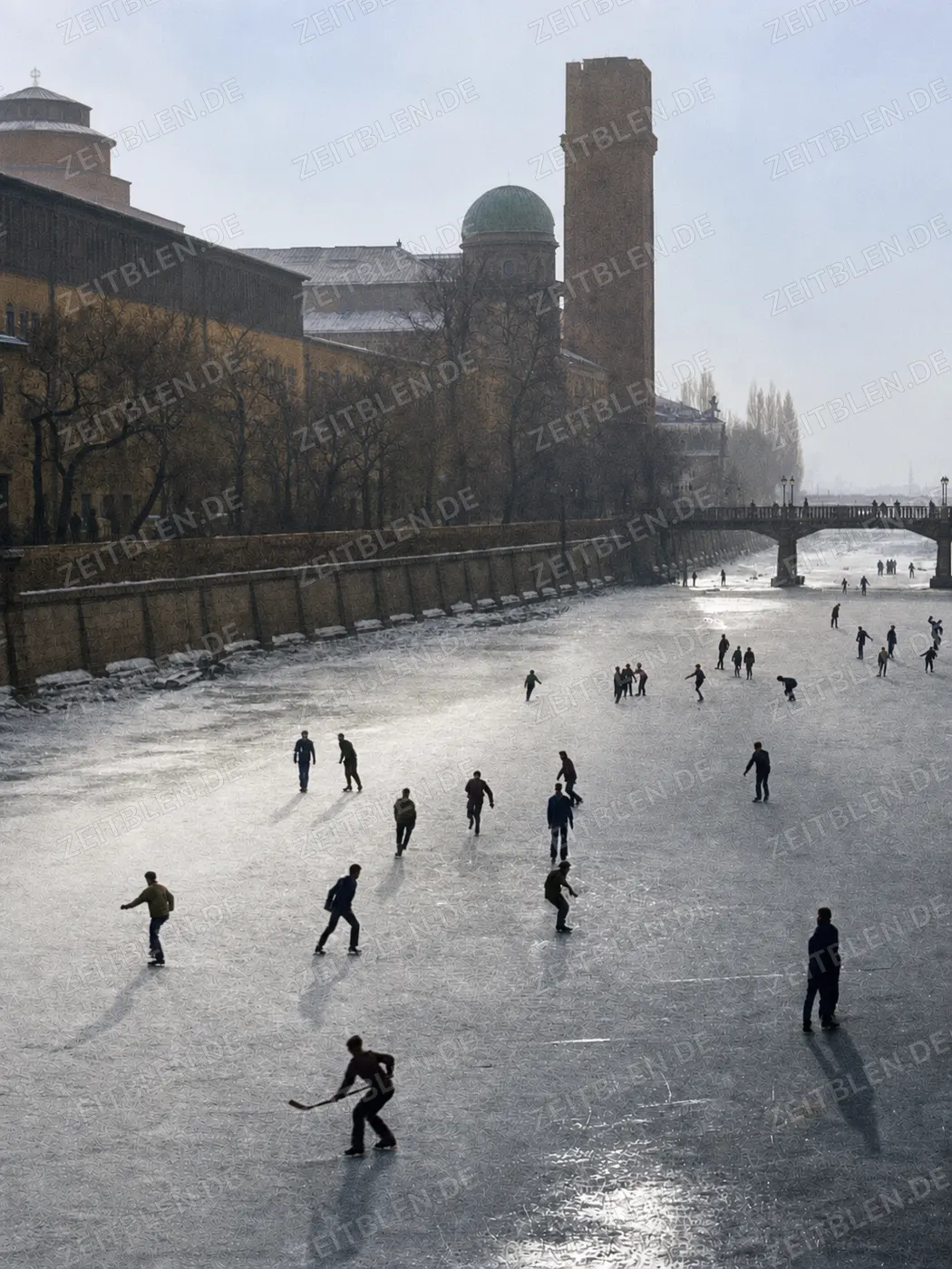 Eishockey vor dem Deutschen Museum