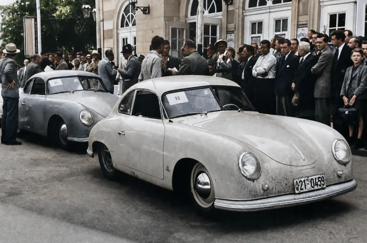 Porsche 356 am Ziel des Automobilturniers Baden-Baden