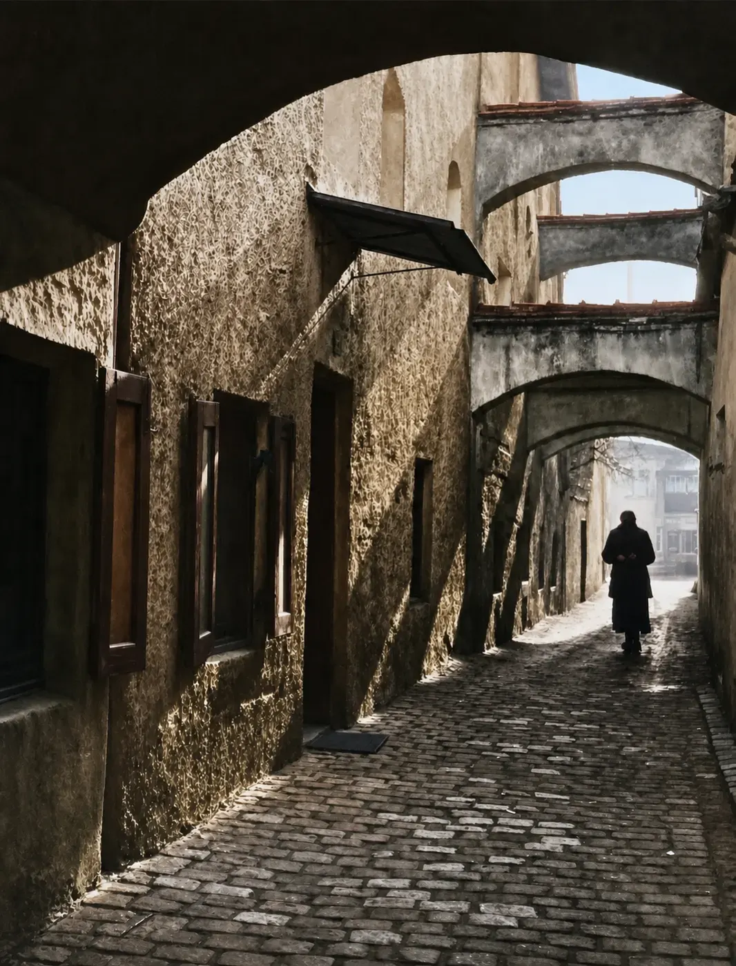 Altstadtgasse mit Schwibbögen in Mühldorf am Inn