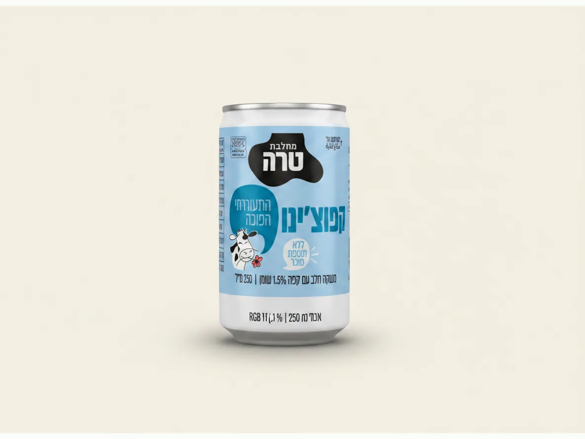 קפוצ'ינו I Woke Up Upside Down, משקה חלב עם קפה 1.5% שומן, ללא תוספת סוכר