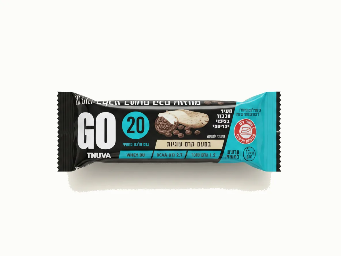 חטיף חלבון GO 20 גרם, בטעם עוגיות וקרם