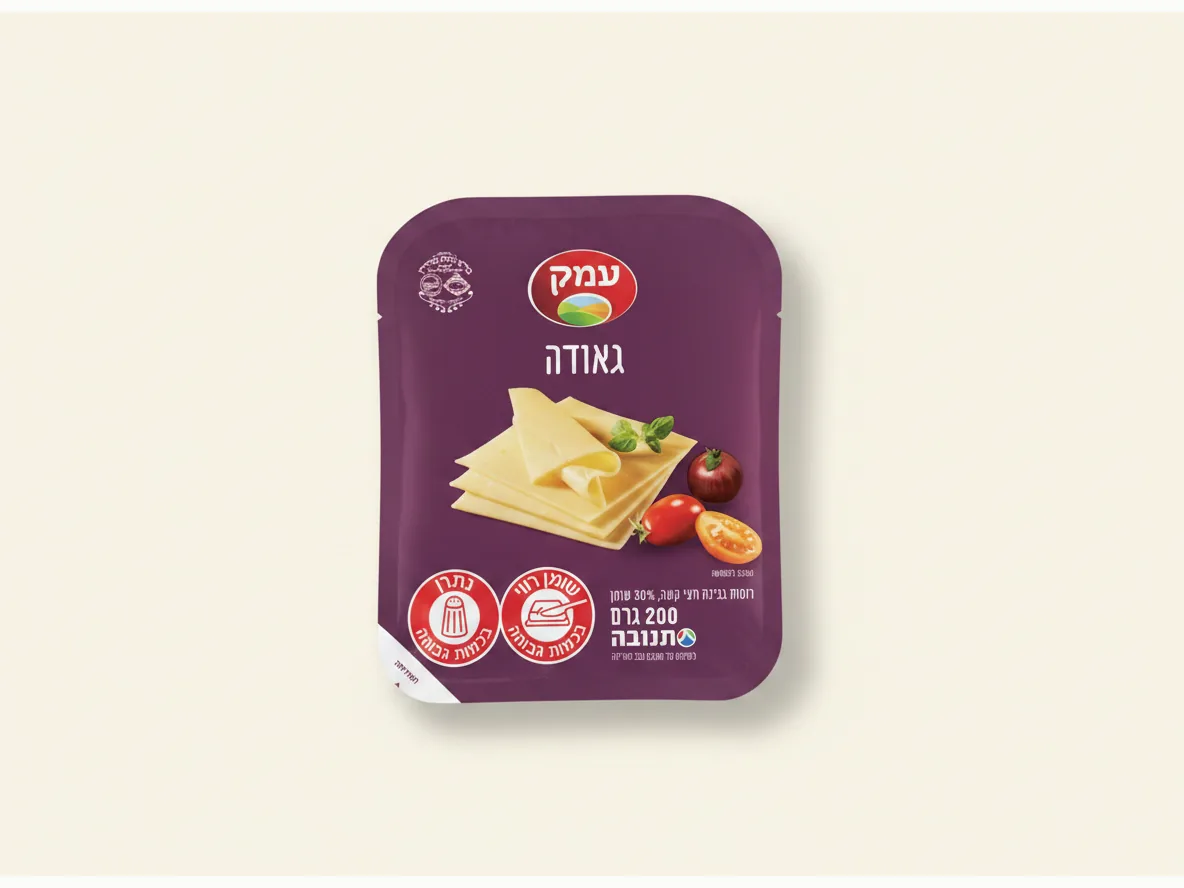 גבינת עמק גאודה פרוסה חצי קשה, 30% שומן 200 גרם