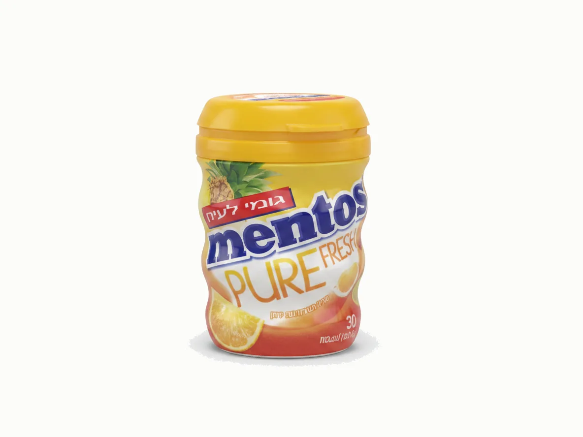 Mentos Pure Fresh Sugar Free Chewing Gum Tropical Fruit Flavor 30 Pieces