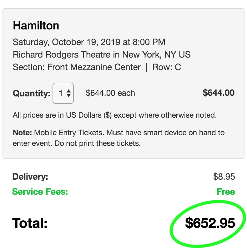 Lower price with no hidden fees on TicketsFeeFree