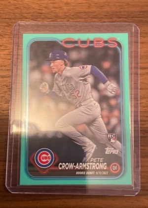 Pete Crow-Armstrong 2024 Topps Update US91 Rookie Debut - Aqua Parallel, graded 9.0