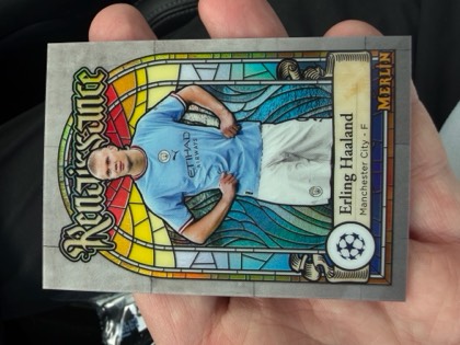 2022-23 Topps Merlin UEFA Champions League Renaissance Erling Haaland, graded 9.0