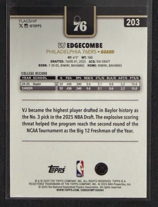 VJ Edgecombe, graded 9.0