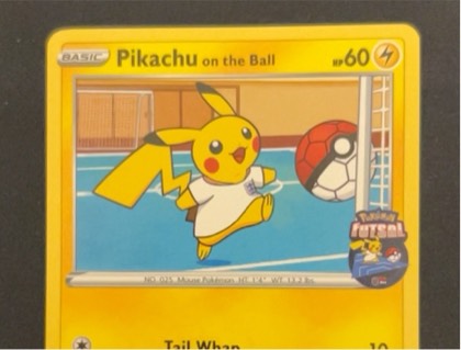 Pikachu on the Ball - 001/005 (Pokemon Futsal), graded 9.5