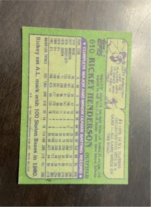 Rickey Henderson, graded 5.0