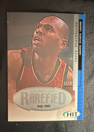 2001-02 SAGE Hit Rarefied Silver Jerry Stackhouse, graded 7.5