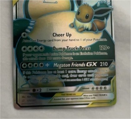 Eevee & Snorlax GX (Full Art), graded 3.0