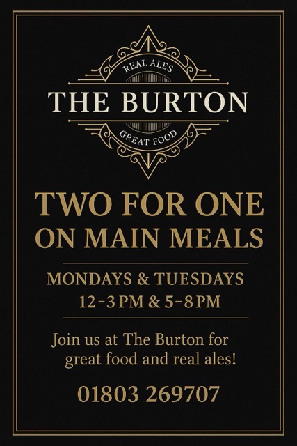 2 for 1 on Main Meals