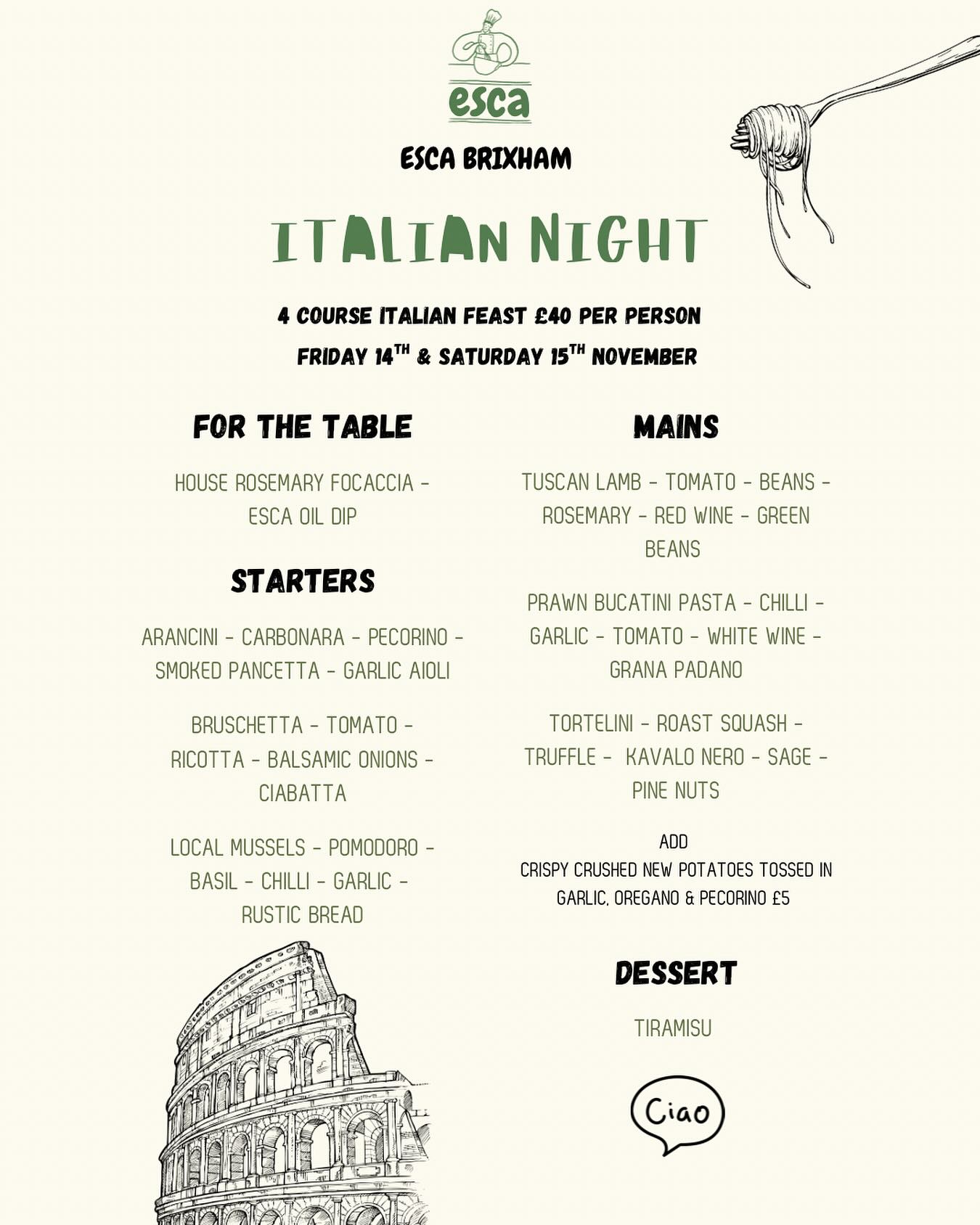 Esca Italian Night