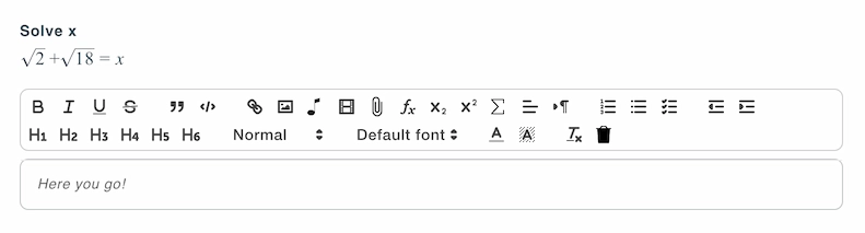 Sample question with a mathematical expression