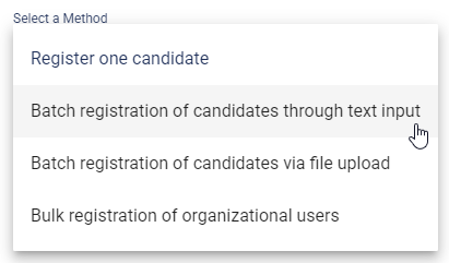 Choosing one of the methods for candidate registration<br>