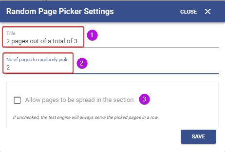 The random page picker will randomly select 2 pages out of a total of 3 pages