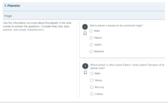 Content and questions are shown side by side for easier answering.
