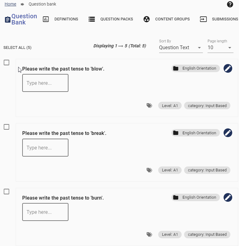 Question bank<br>