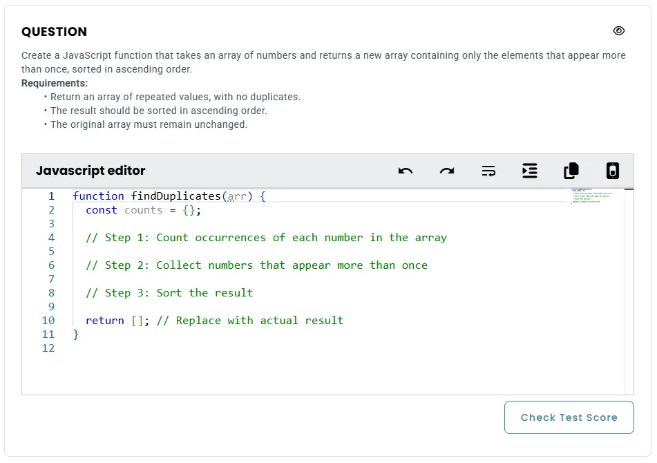 Example coding question