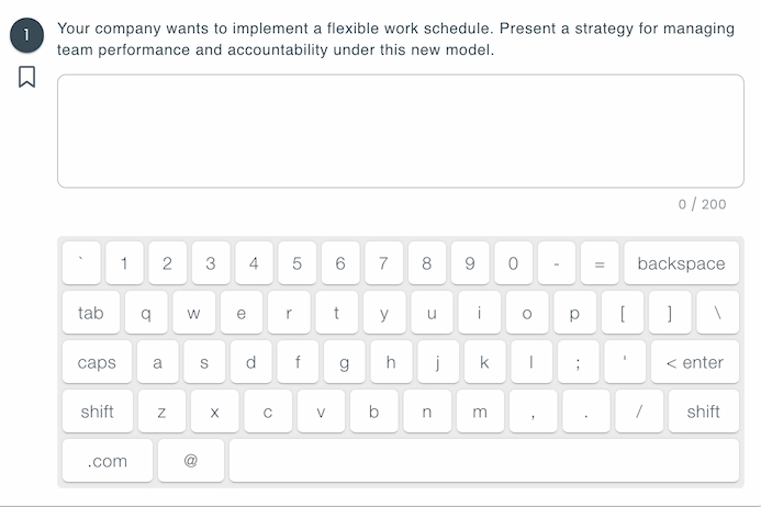 Example of a text input field with virtual keyboard below