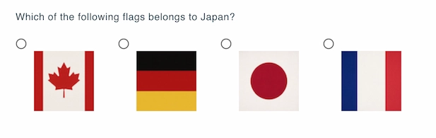 Sample multiple choice question with image options