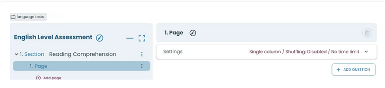 Click the page to open its settings. 