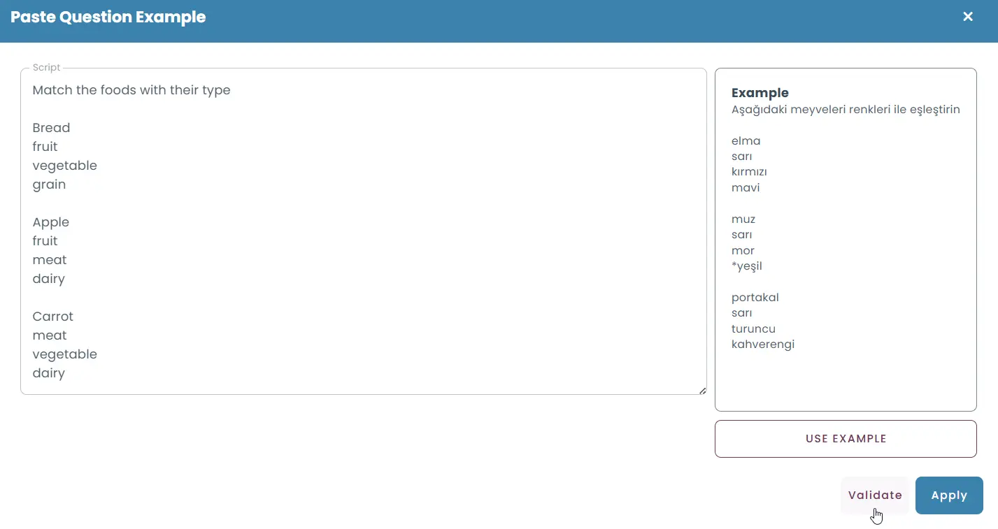 Quick Question Creation tool for generating questions automatically