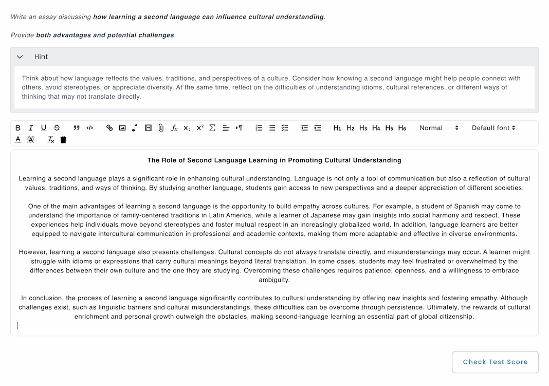 Example essay question