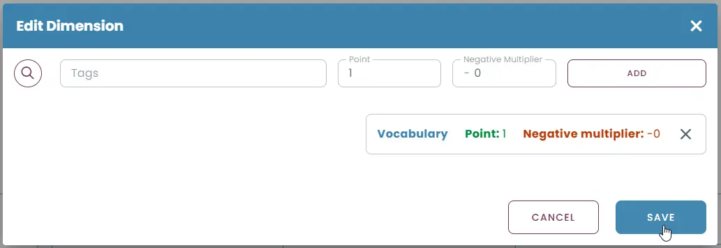 Each question can have its own dimensions.